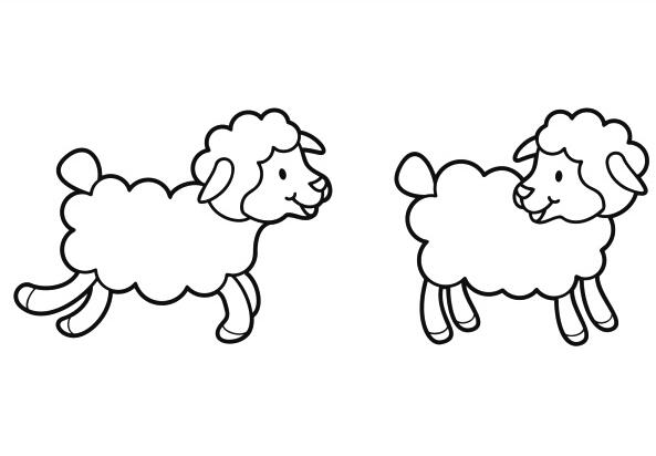 绵羊怎么画两只可爱小绵羊简笔画图片-www.qqscb.com