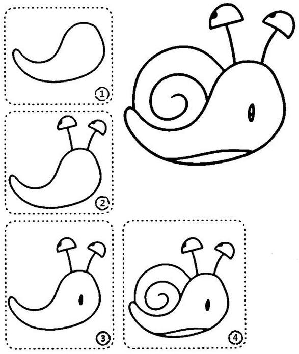 幼儿简笔画蜗牛的画法蜗牛怎么画图片-www.qqscb.com