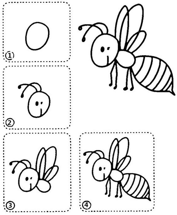 可爱小蜜蜂的画法幼儿简笔画小蜜蜂图片-www.qqscb.com