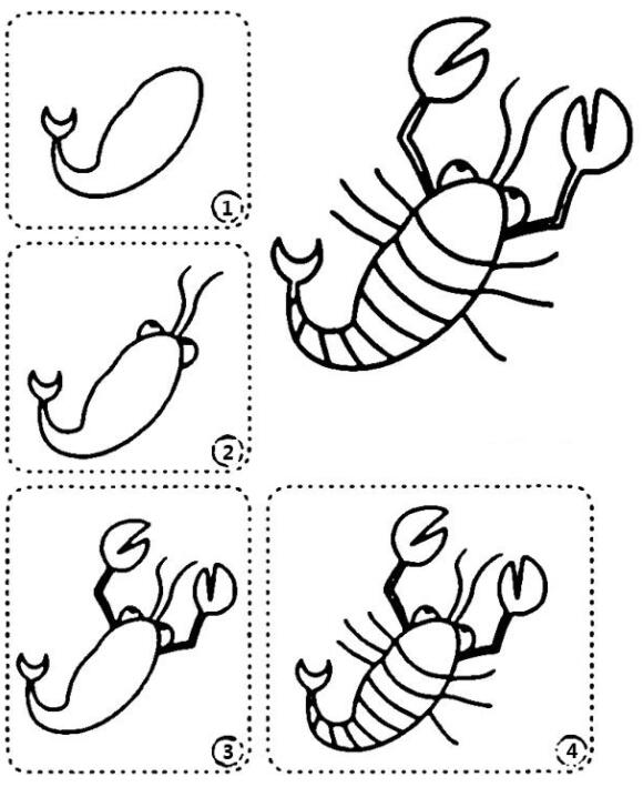 大龙虾怎么画大龙虾简笔画图片教程素描-www.qqscb.com