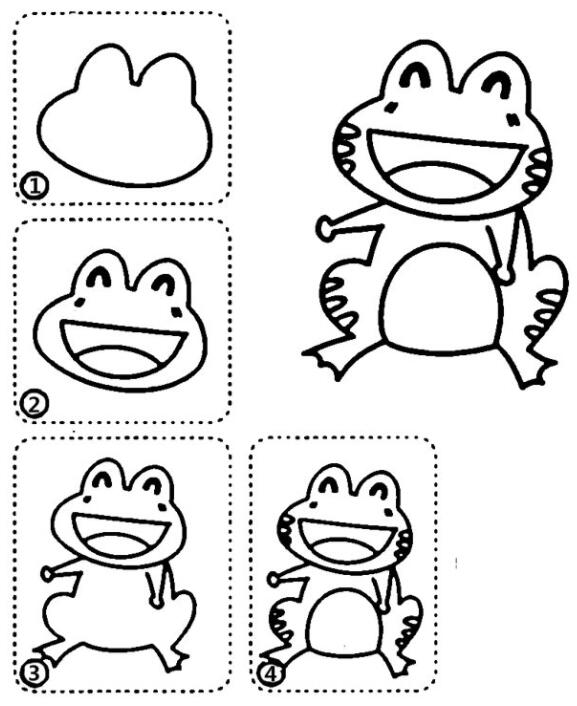 可爱青蛙的画法青蛙简笔画步骤教程-www.qqscb.com