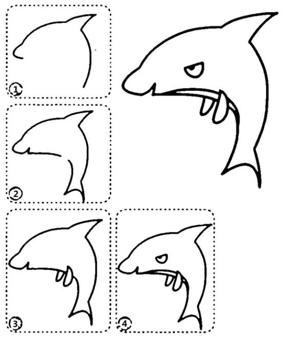 凶猛的鲨鱼简笔画鲨鱼的画法步骤教程-www.qqscb.com