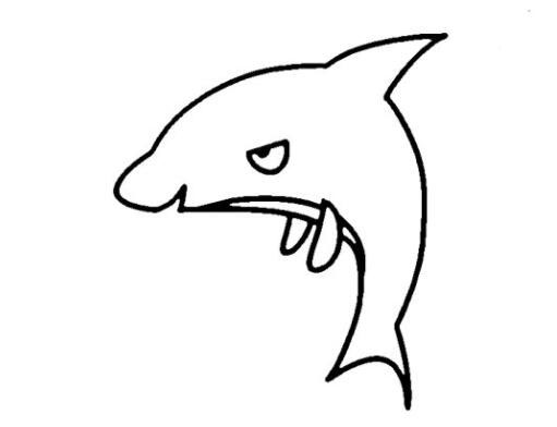 凶猛的鲨鱼简笔画鲨鱼的画法步骤教程-www.qqscb.com