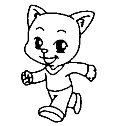 卡通小猫的画法跑步小猫简笔画图片大全-www.qqscb.com