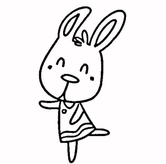 卡通跳舞小白兔简笔画图片教程素描-www.qqscb.com
