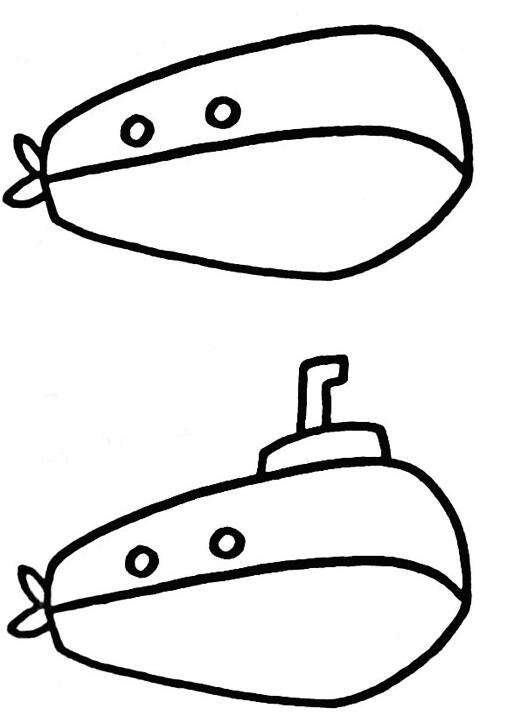 潜艇怎么画卡通潜水艇简笔画图片素描-www.qqscb.com