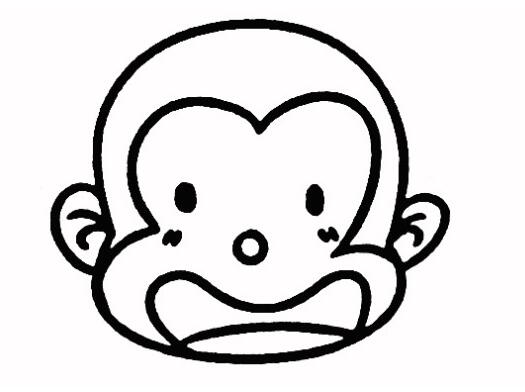 吃水蜜桃子的小猴子简笔画图片步骤素描-www.qqscb.com