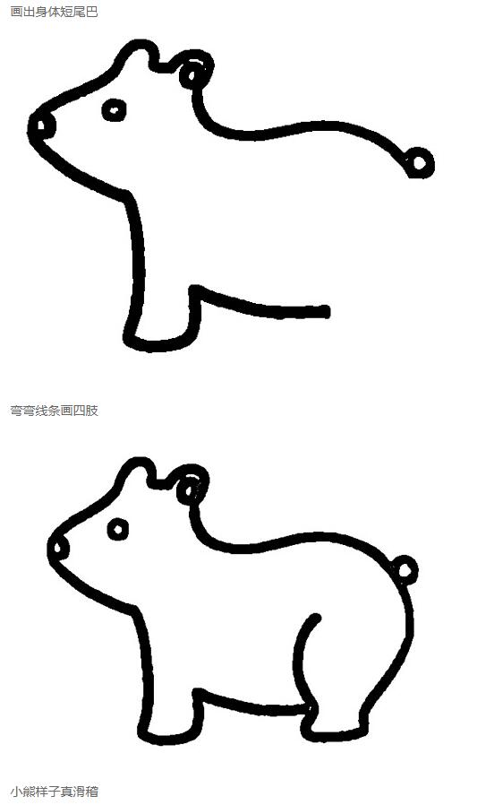 憨厚的小熊怎么画可爱小熊的画法步骤-www.qqscb.com