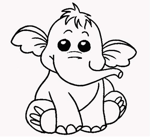 大象的画法 卡通大象简笔画图片素描-www.qqscb.com