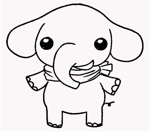 大象的画法 卡通大象简笔画图片素描-www.qqscb.com