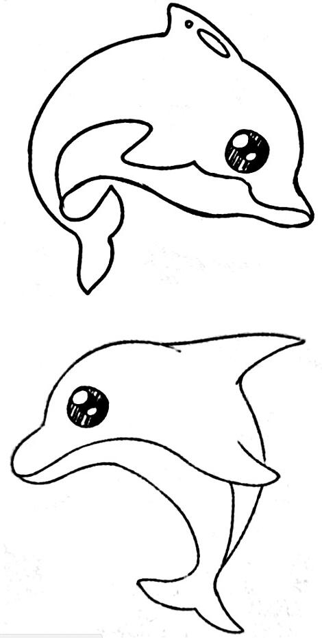 卡通海豚怎么画 海豚的画法步骤素描-www.qqscb.com