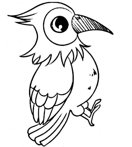 啄木鸟怎么画 卡通啄木鸟的画法图片素描-www.qqscb.com