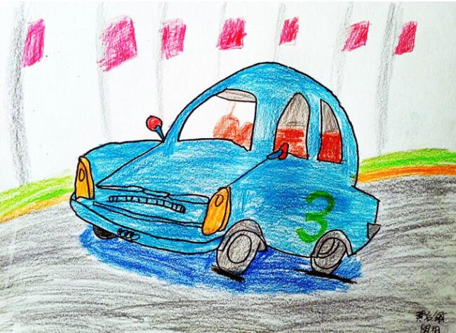 小轿车涂色儿童画 小汽车简笔画图片-www.qqscb.com