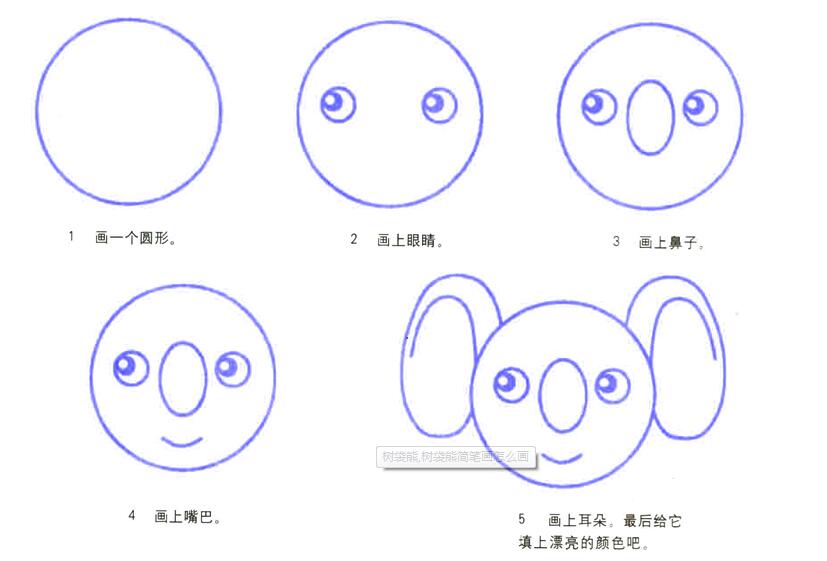 卡通树袋熊怎么画 树袋熊脸的画法步骤-www.qqscb.com