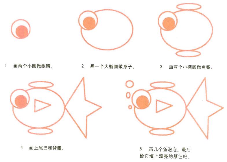 卡通金鱼的画法 金鱼简笔画步骤图片教程-www.qqscb.com