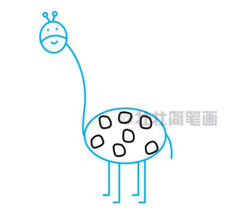 长颈鹿怎么画 卡通长颈鹿的画法涂色-www.qqscb.com
