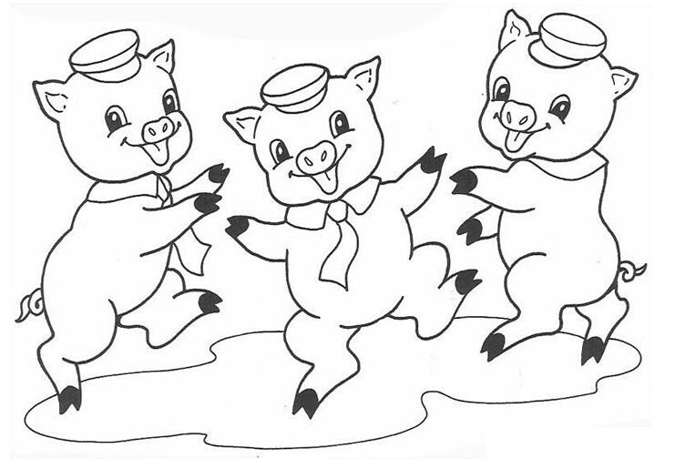 三只可爱的小猪 小猪简笔画图片-www.qqscb.com