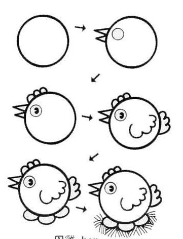 小鸡的简笔画图片 小鸡的画法步骤教程-www.qqscb.com