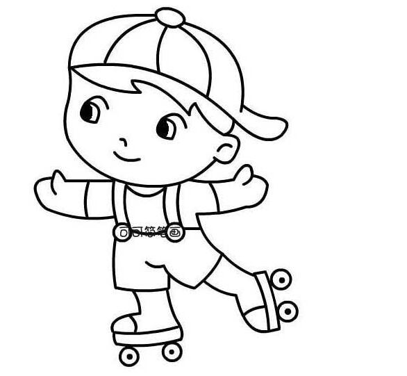 滑冰的小男孩怎么画 小男孩滑冰简笔画图片-www.qqscb.com