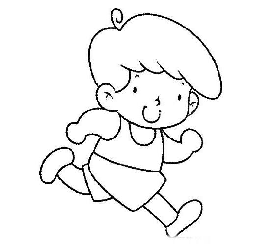 怎么画跑步的小男孩 运动跑步小男孩简笔画-www.qqscb.com