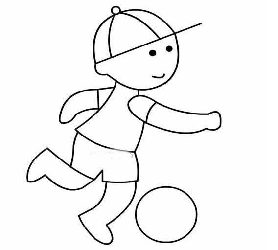 踢足球的小男孩怎么画 小男孩踢足球简笔画-www.qqscb.com