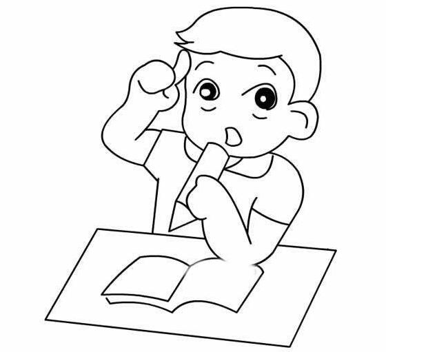 思考问题的小男孩怎么画 做作业的小男孩简笔画-www.qqscb.com