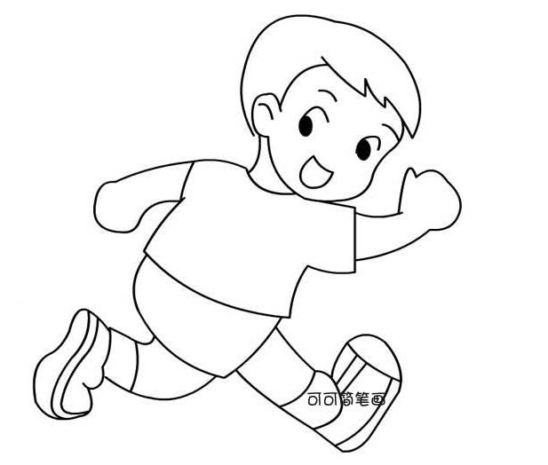 跑步的小男孩怎么画 小男孩跑步运动简笔画-www.qqscb.com