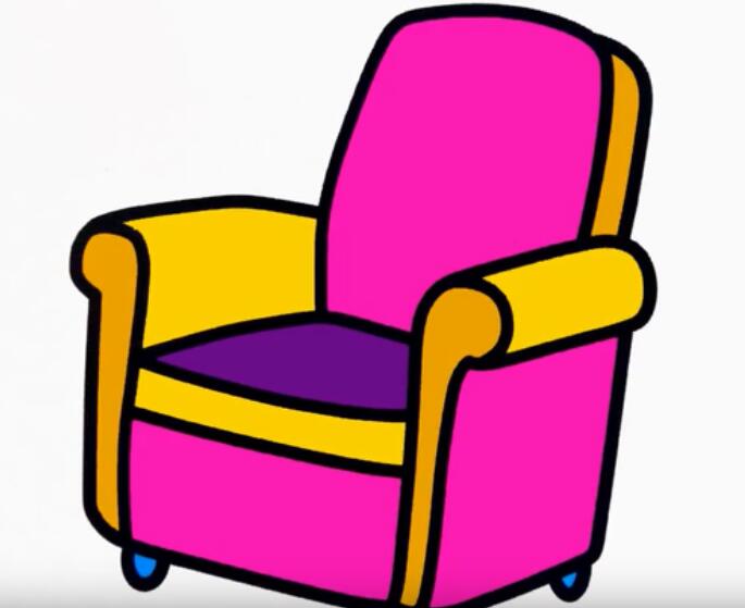 涂色沙发的画法 沙发简笔画视频教程-www.qqscb.com