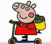 小猪佩奇怎么画 玩滑板的小猪佩奇简笔画视频教程