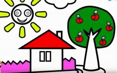 苹果树下的房子怎么画 涂色房子简笔画视频教程