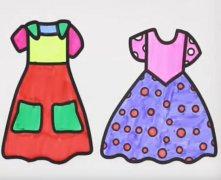 漂亮裙子怎么画 涂色三条裙子简笔画视频教程