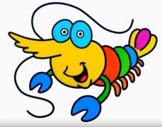 卡通龙虾怎么画 小龙虾简笔画涂色视频教程