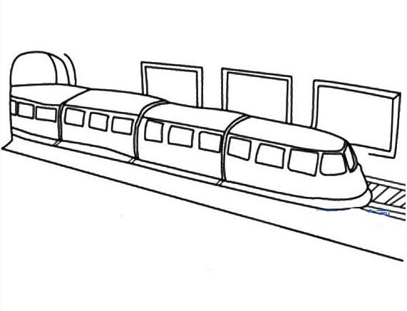 火车简笔画怎么画 火车进隧道的画法图片教程-qqscb.com
