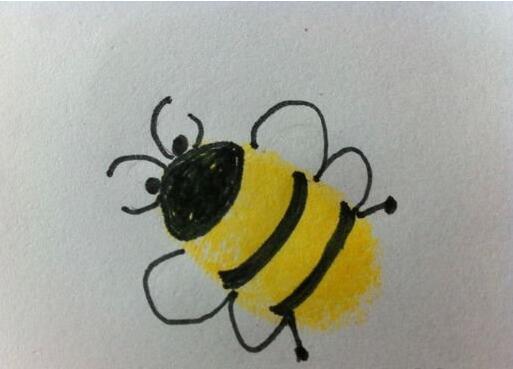小蜜蜂怎么画 小蜜蜂的手指画的画法-www.qqscb.com