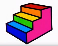 彩虹楼梯的简笔画视频教程 怎么画彩虹楼梯