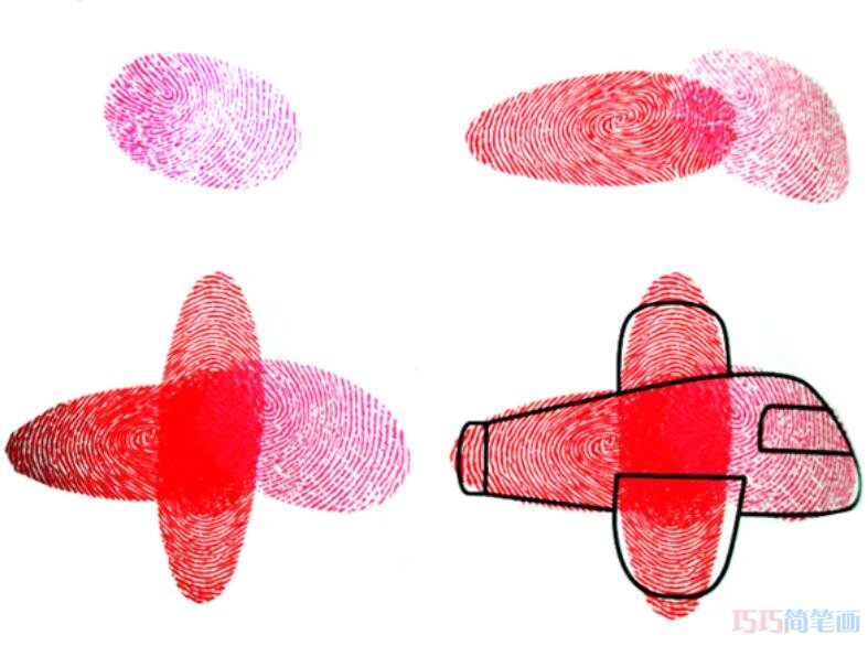 儿童手指画教程：卡通飞机的画法步骤-qqscb.com
