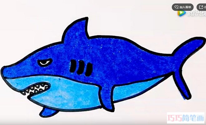 蓝色大鲸鱼怎么画 鲸鱼的简笔画视频教程-qqscb.com