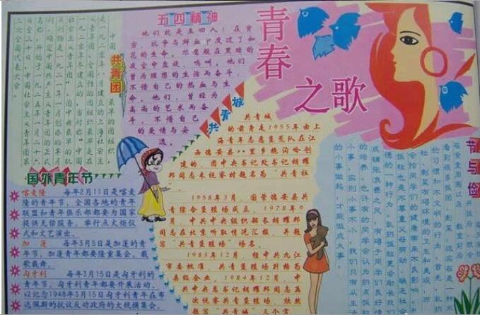 唱响青春之歌手抄报内容 青年节的手抄报图片-qqscb.com