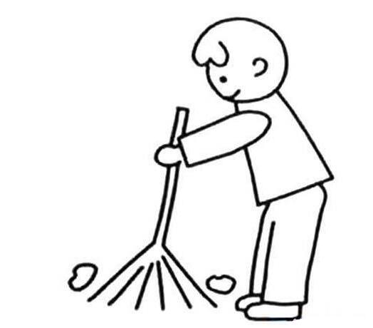 劳动节帮忙爸妈做家务 扫地拖地的简笔画图片-www.qqscb.com