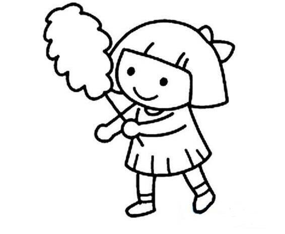 五一劳动节做家务打扫卫生的小女孩简笔画图片-www.qqscb.com