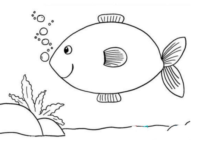 水中游的小鱼怎么画 吐泡泡小鱼简笔画图片-www.qqscb.com
