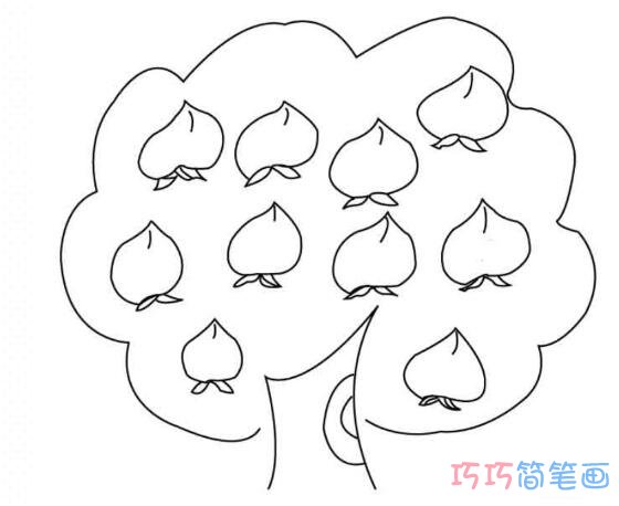 一棵桃树怎么画 桃树的简笔画图片步骤