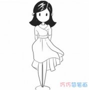 穿裙子的女孩怎么画 漂亮女孩的画法图片