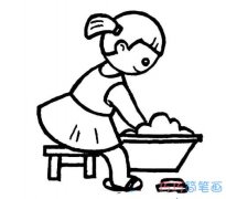 洗衣服的小女孩怎么画 洗衣服的简笔画图片
