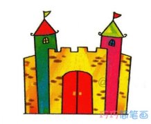 漂亮城堡怎么画 涂色彩城堡的画法步骤