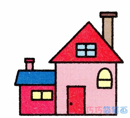 漂亮房子怎么画涂色 房屋的简笔画步骤图片