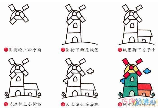 漂亮风车怎么画图片 风车的画法简笔画步骤