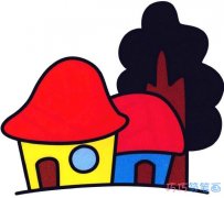 可爱小木屋怎么画 小房子的画法简笔画涂色