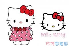 hello kitty庆祝六一儿童节 凯蒂猫的简笔画图片