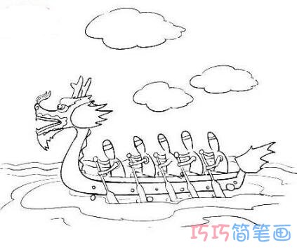 划龙舟怎么画 赛龙舟的画法简笔画图片